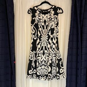 INC International Concepts Black and White Patterned Midi Dress